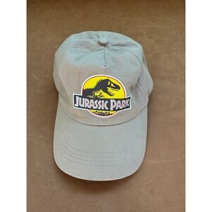 jurassic park 1993 logo baseball cap adult adjustable tan cotton on dad hat